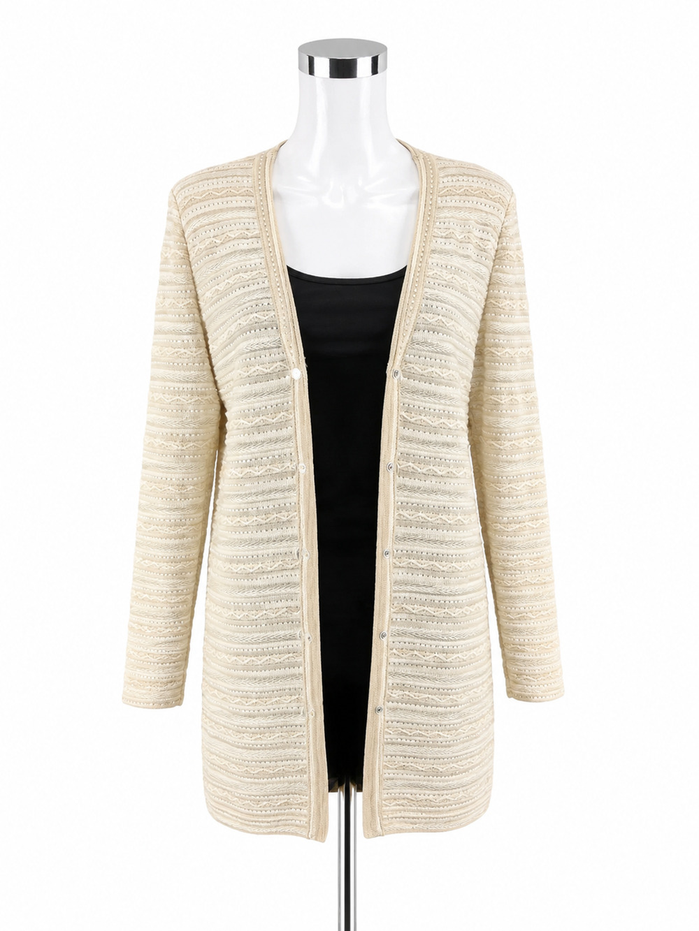 St. John Evening Beaded Knit Cardigan Jacket Cream Size 12 | Marie Gray